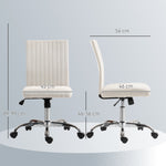 Chaise de bureau sans accoudoirs, fauteuil de bureau, hauteur réglable et pivotant 360°, 43 x 56 x 89-99 cm, crème