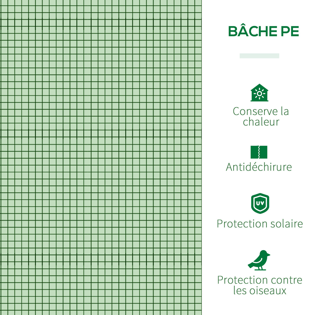 Mini Serre de Jardin Serre à tomates 3L x 1l x 0,8H m Acier PE Haute densité 140 g/m² Anti-UV 3 fenêtres Vert