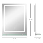 Miroir rectangulaire mural lumineux LED de salle de bain 70 x 50 cm