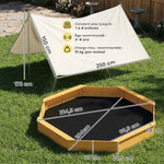 Bac à sable en bois avec auvent, bac à sable enfant extérieur avec 4 bancs, doublure de fond, jaune