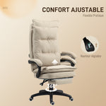 Fauteuil de bureau massant avec hauteur réglable, dossier inclinable, repose-pied intégré et télécommande filaire beige