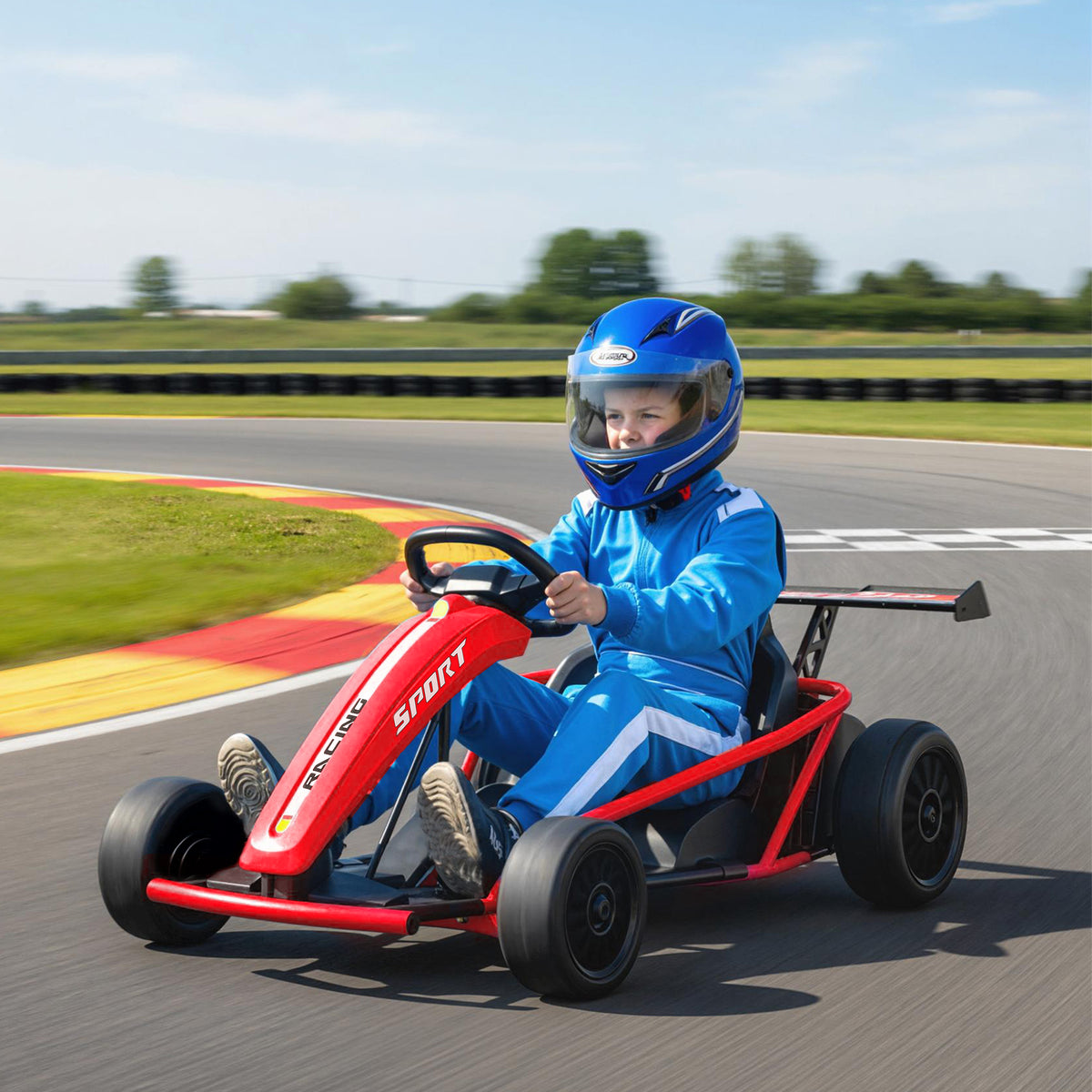 Voiture électrique GoKart kart électrique pour enfants 2 x 24 V moteurs mode dérive à 13 km/h 119 x 77 x 54 cm rouge