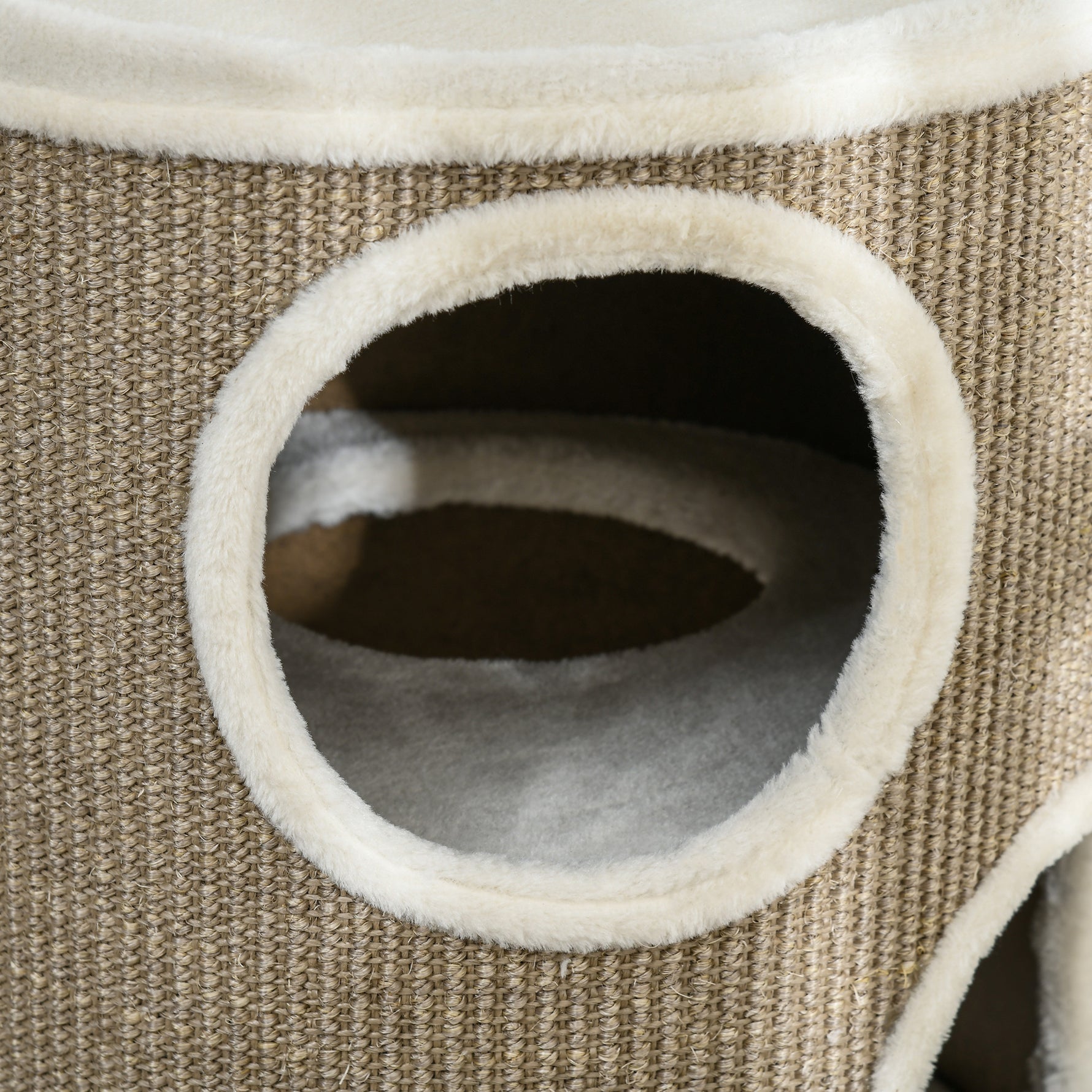 Tonneau à Gratter pour Chat, Tour à Griffer en Sisal à 3 Niveaux Recouvert de Peluche, Ø 38 x 70 cm, Marron