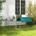 Parc enclos cage lapin extérieur structure acier avec protection solaire et portes verrouillables 185 x 75 x 75 cm vert