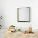 Miroir mural carré 50 x 50 cm, cadre en bois noir, idéal pour la salle de bain, salon ou chambre