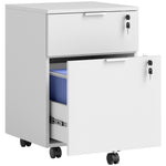 Caisson de bureau, meuble de rangement 2 tiroirs 2 barres pour dossier suspendu, verrouillable avec 2 clés 42x40x60 cm