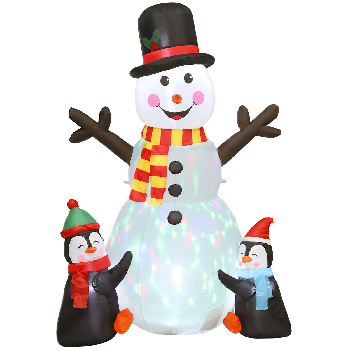 Bonhomme de neige et pingouins gonflable de Noël de 180 cm avec lumières LED, décoration de Noël intérieur et extérieur