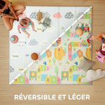 Tapis de jeu pour bébé pliable et réversible, tapis de sol en mousse épais, 200 x 180 x 1,5 cm, multicolore