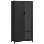 Buffet de cuisine armoire de cuisine meuble vitrine avec étagères réglables et 9 compartiments 76 x 36 x 160 cm noir