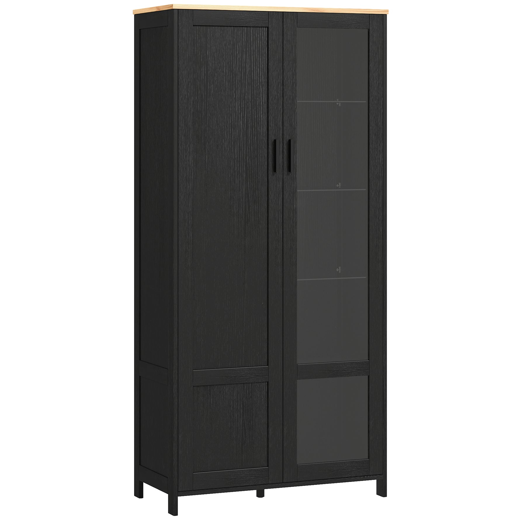 Buffet de cuisine armoire de cuisine meuble vitrine avec étagères réglables et 9 compartiments 76 x 36 x 160 cm noir