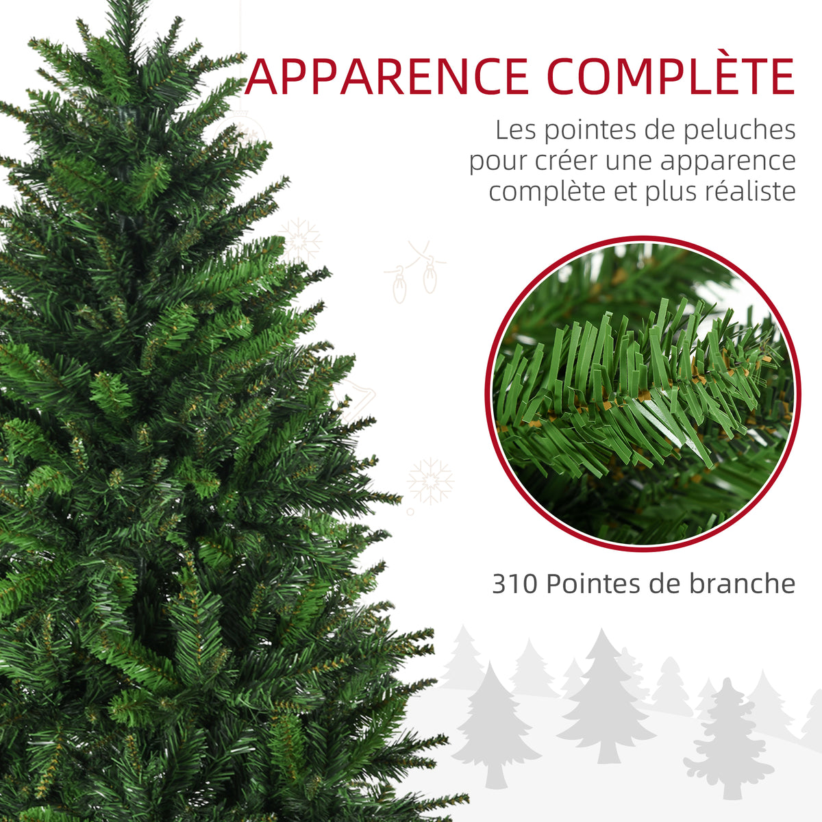 Sapin de Noël artificiel avec 310 branches support en acier socle pliable en acier hauteur 120 cm vert