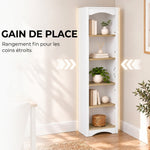 Boekenrek met boogvorm, 5 niveaus, boekenkast, opbergmeubel, verstelbare planken, 50x30x183 cm, wit en eikenhout