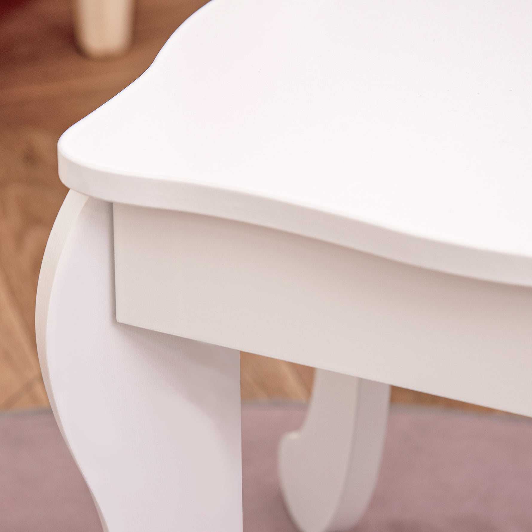 Coiffeuse Enfant avec Tabouret, Miroir triptyque et tiroir Coulissant - Coiffeuse dim. 63L x 40l x 85,5H cm