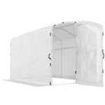 Serre tunnel de jardin 6m², serre de jardin tunnel 300x200x195cm bâche PE 220g/m² bords prolongés 50 cm avec porte blanc