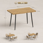 Tavolo da pranzo per 4 persone, 110 x 70 x 75 cm, tavolo da cucina rettangolare, piano spesso effetto legno, rovere