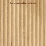 Armoire chambre penderie avec 2 portes à fermeture douce, 2 tiroirs et barre de suspension, 80x50x180cm, bois naturel