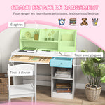 Bureau enfant avec chaise ergonomique avec clavier coulissant tiroir niches et étagères ouvertes 90 x 45 x 90 cm blanc