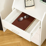 Cassettiera da ufficio con ruote a 4 cassetti scorrevoli in MDF e pannelli di particelle dim. 40L x 36P x 65A cm bianco