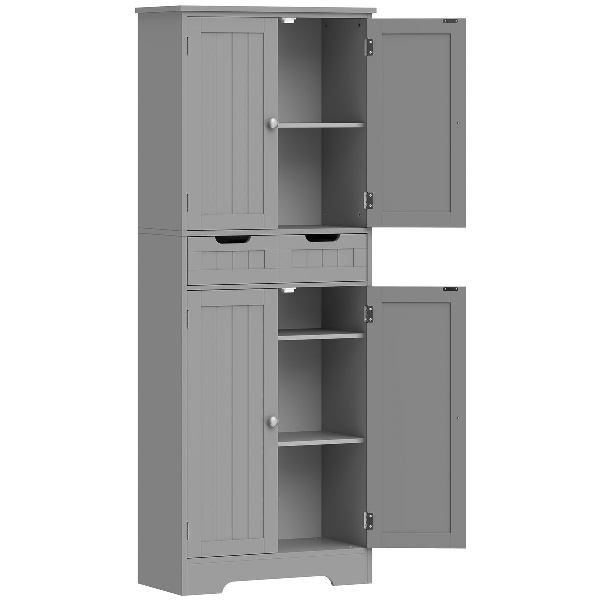 Meuble de salle de bain avec tiroir, placard à portes, étagère réglable, 60 x 30 x 160 cm, gris
