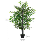 Arbre Artificiel Plante Artificielle ficus H.1,45 m Tronc Branches Liane Lichen Feuilles Grand réalisme Pot Inclus