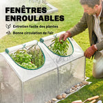 Serre de jardin mini serre 2 fenêtres enroulables couverture en PE haute densité 140 g/m² 120 x 60 x 60 cm blanc