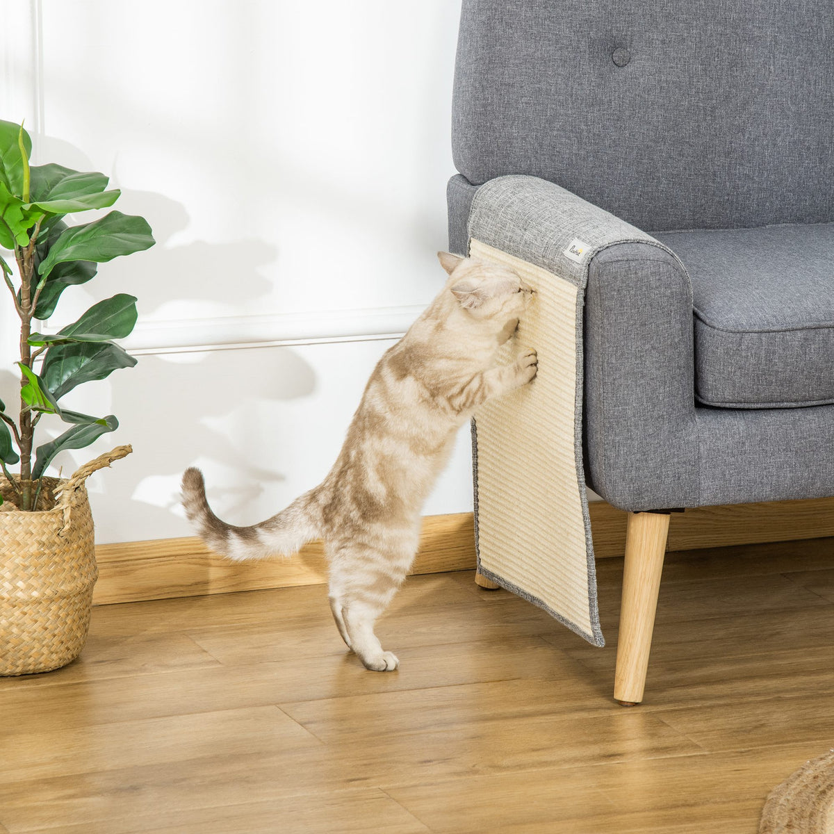 Tapis griffoir Chat Tapis à gratter en sisal Protection canapé Meuble Sol Lot de 2 pcs 130 x 45 cm Gris
