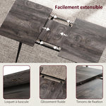 Table à manger pliante table extensible 120-160 cm jusqu'à 6 à 8 personnes avec pieds en acier, gris