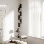 Étagère d'angle Murale à 5 Niveaux Hauteur 120 cm Forme de Zigzag en Bois Noire