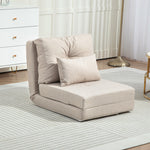 Chauffeuse canapé-lit convertible fauteuil 1 place avec 1 coussin avec dossier réglable, beige