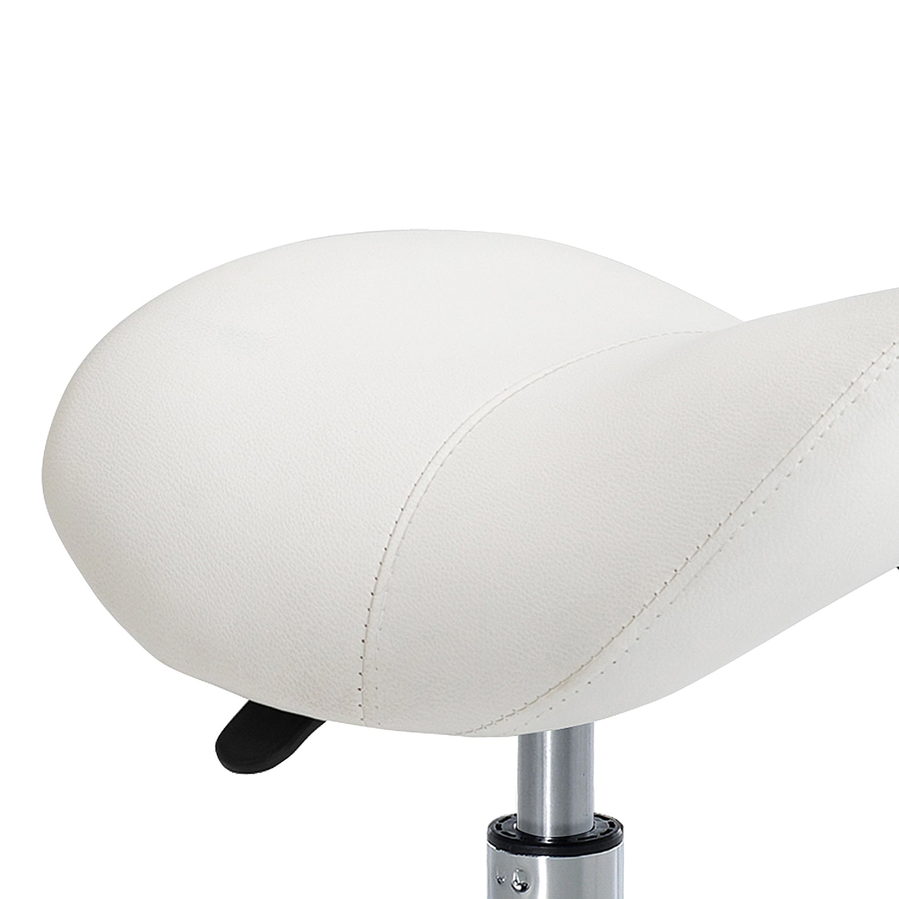 Tabouret à roulettes, tabouret de massage avec hauteur réglable 49-61 cm et selle ergonomique, chaise de travail à roulettes pivotant 360°, pour salon de massage tatouage clinique spa, blanc