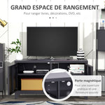 Meuble TV banc télévision design industriel 2 placards avec 2 étagères réglables passe-câbles structure acier noir
