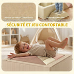 Parcours motricité bébé 9PCS avec piscine à balles, module en mousse souple avec housse en velours côtelé, multicolore