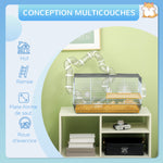 Cage hamster cage rongeur avec tunnel et accessoires inclus fil d'acier 58 x 32 x 31 cm gris