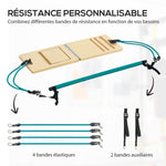 Pilates-Stangen- und Widerstandsband-Set mit verstellbarem Schrägbrett, Trainingsgerät blau