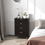 Commode 4 tiroirs commode chambre meuble de rangement moderne avec poignées et pieds dorés, dim. 60 x 40 x 96 cm, noir