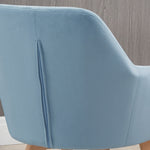 Lot de 2 chaises de salle à manger Fauteuil Assise rembourrée en tissu effet velours Pieds en bois, bleu