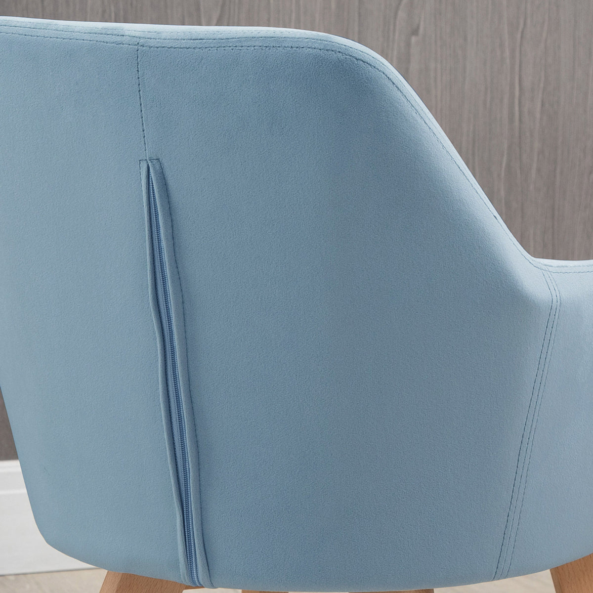 Lot de 2 chaises de salle à manger Fauteuil Assise rembourrée en tissu effet velours Pieds en bois, bleu