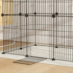 Enclos pour animaux parc pour petits animaux modulable 24 panneaux pour lapins grillagés en acier 120 x 60 x 80 cm noir