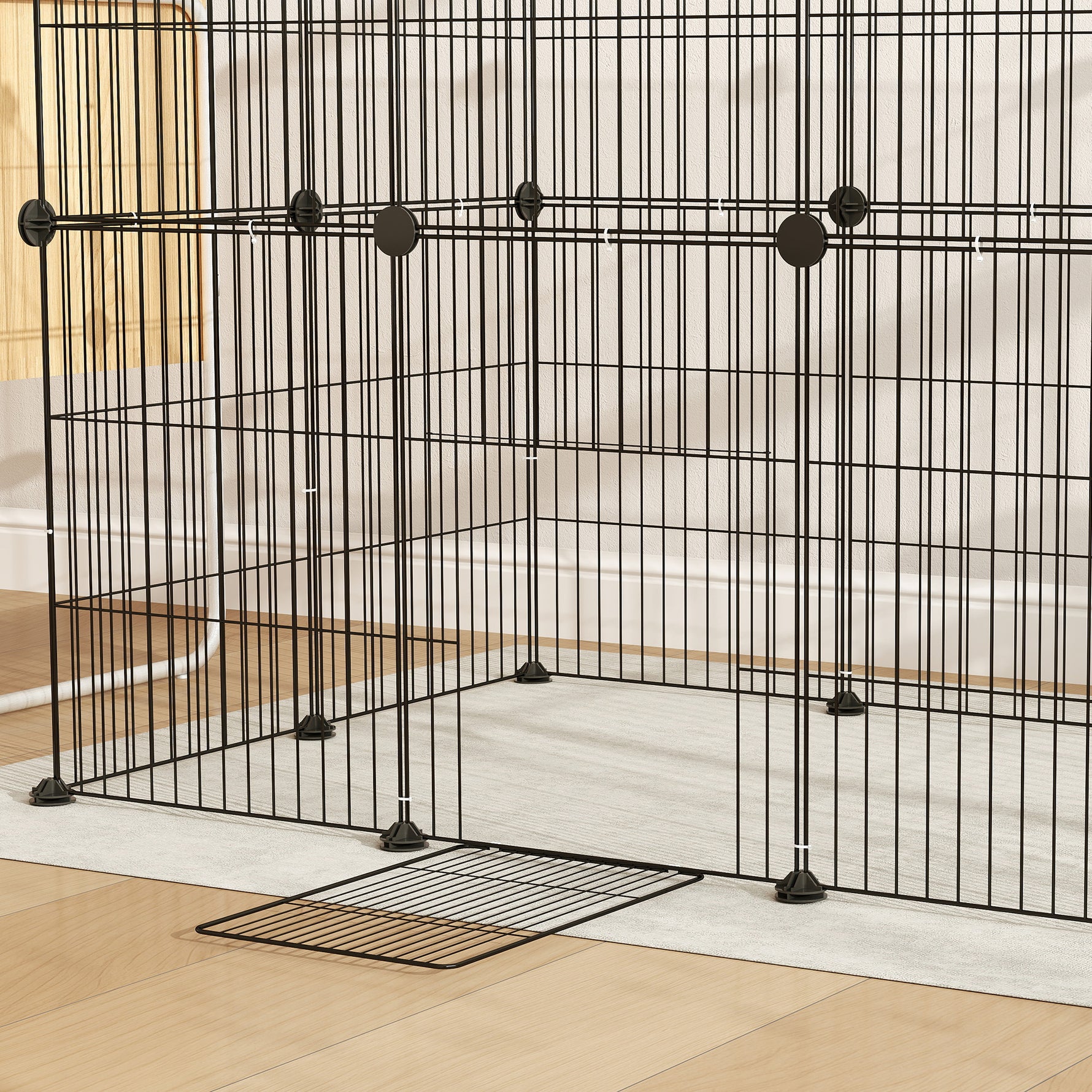 Enclos pour animaux parc pour petits animaux modulable 24 panneaux pour lapins grillagés en acier 120 x 60 x 80 cm noir