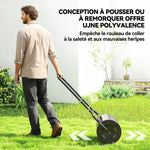 Rouleau à gazon rouleau de jardin 50 cm, remplissage sable eau, poignée ergonomique, 58 x 32,5 x 113 cm, noir