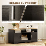 Meuble TV banc TV en bois avec 2 niches 2 armoires à porte une armoire ouverte 105 x 40 x 52 cm effet bois noir