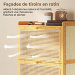Meuble à chaussures 14 paires, armoire à chaussures 2 tiroirs rabattables, étagères réglables, 69x29x83cm, bois naturel