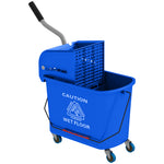 Chariot de nettoyage lavage seau de ménage 20 L avec essoreur et séparateur eau sale propre bleu 60L x 27l x 70,5H cm