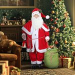 Figurine de Père Noël, Debout de Père Noël Rouge Traditionnelle 140 cm avec Sac de Cadeaux, Effets Sonores et Cloche