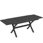 Table de Jardin Extensible Aluminium Table de Repas Extérieure Effet Bois 8-10 Personnes 214x85x73cm Gris Anthracite