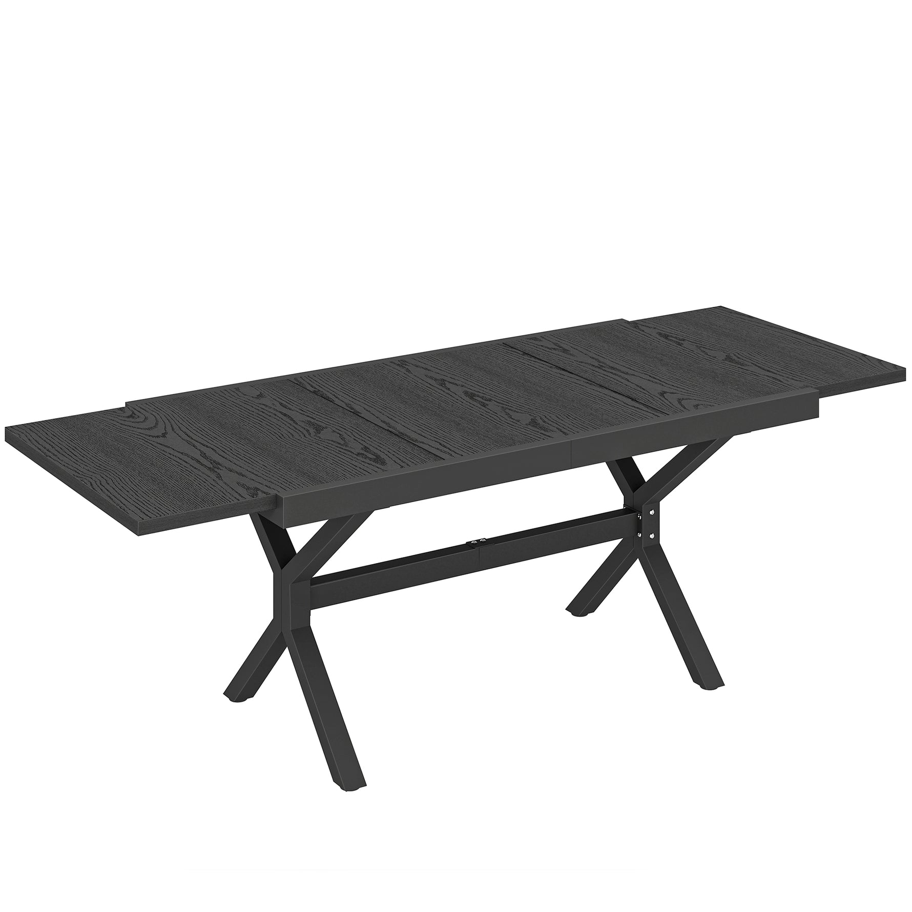 Table de Jardin Extensible Aluminium Table de Repas Extérieure Effet Bois 8-10 Personnes 214x85x73cm Gris Anthracite