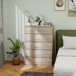 Commode 6 tiroirs meuble de rangement sans poignées design minimaliste 80 x 39 x 115 cm bois naturel