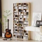 Rangements pour CD et DVD, étagère rangement 1116 CD/528 DVD, 36 compartiments et étagères réglables, chêne