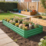 Jardinière extérieure carré potager galvanisée avec bordure de sécurité et fond ouvert 240 x 120 x 30 cm vert-9