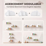 Set di 3 mensole portalibri da parete per bambini, a forma di nuvola, libreria per bambini 3-8 anni, bianco